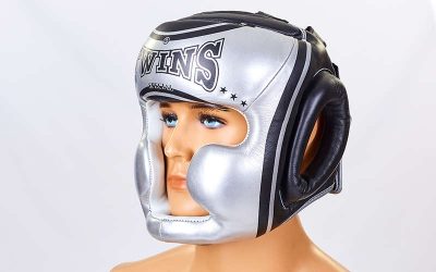 Шлем боксерский с полной защитой кожаный TWINS FHGL3-TW4 Серебро/Черный(Р¤РѕС‚Рѕ 2)