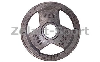 Замовити Блины (диски) стальные с хватом 52мм 5кг TA-8026-5 (отв. d-52мм, окрашенные)