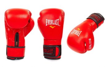 Замовити Перчатки боксерские кожаные на липучке ELAST BO-4748-R (р-р 8-12 oz, красный)