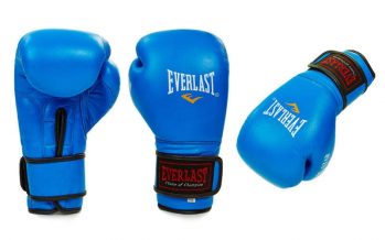 Замовити Перчатки боксерские кожаные на липучке ELAST BO-4748-B (р-р 8-10oz, синий)