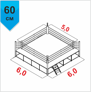Боксерскиий ринг КЛУБНЫЙ помост 6х6х0,6м канаты 5х5м. (537652)(Р¤РѕС‚Рѕ 1)