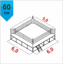 Замовити Боксерскиий ринг КЛУБНЫЙ помост 6х6х0,6м канаты 5х5м. (537652)