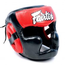 Замовити Боксерский шлем Fairtex Extra vision на шнуровке HG13 (Black-Red)