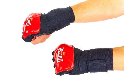 Накладки (перчатки) для карате Кожа (M L XL, манжет на липучке, синий) (MATSA MA-6021-B)(Р¤РѕС‚Рѕ 1)