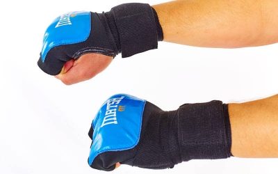 Накладки (перчатки) для карате Кожа (M L XL, манжет на липучке, синий) (MATSA MA-6021-B)(Р¤РѕС‚Рѕ 2)