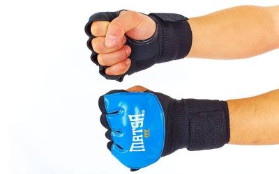 Накладки (перчатки) для карате Кожа (M L XL, манжет на липучке, синий) (MATSA MA-6021-B)(Р¤РѕС‚Рѕ 3)