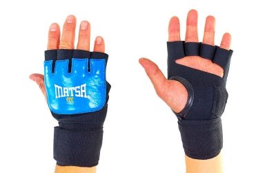 Накладки (перчатки) для карате Кожа (M L XL, манжет на липучке, синий) (MATSA MA-6021-B)(Р¤РѕС‚Рѕ 4)