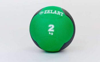 Замовити Мяч медицинский медбол Zelart Medicine Ball FI-5121-2 2кг (резина, d-19см, зеленый-черный)
