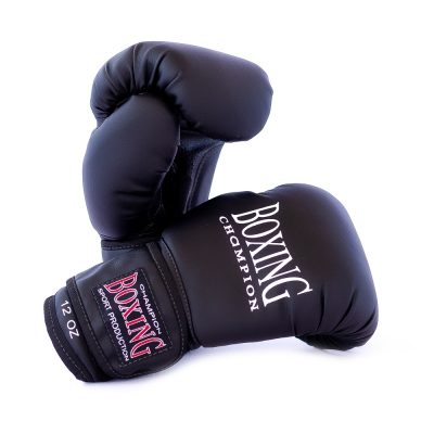 Боксерские перчатки BOXING Кожвинил Черный 6-14Oz(Р¤РѕС‚Рѕ 1)