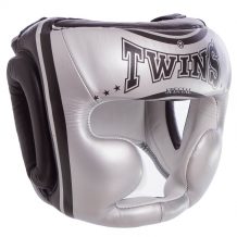Замовити Шлем боксерский с полной защитой кожаный TWINS FHGL3-TW4 Серебро/Черный