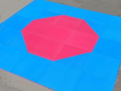 Корт (додянг) восьмиугольный для тхэквондо ВТФ синий/красный (Татами Eva-Line 100*100*2.6 см 144 шт)(Р¤РѕС‚Рѕ 1)