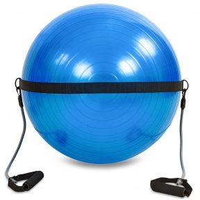 Мяч для фитнеса с эспандерами (фитбол) PS гладкий 75см FI-0702B-75 (PVC,1500г,цвета в ассор,ABS-сис)(Р¤РѕС‚Рѕ 1)