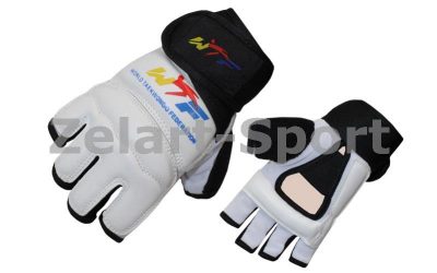 Накладки (перчатки) для таеквондо с фиксатором запястья PU PL BO-4617-W WTF (р-р S-XL, белый)(Р¤РѕС‚Рѕ 1)