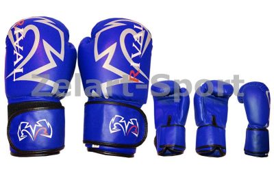Перчатки боксерские Кожа RIV MA-3307-B (р-р 10-12oz, синий)(Р¤РѕС‚Рѕ 1)