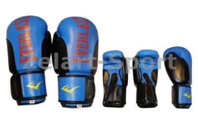 Перчатки боксерские Кожа ELAST BO-6161-B (р-р 10-12oz, синий)(Р¤РѕС‚Рѕ 1)