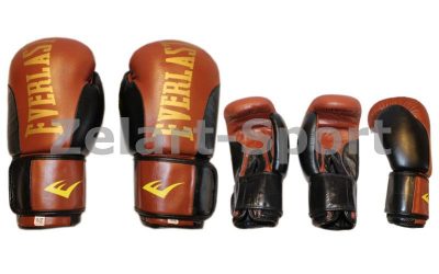 Перчатки боксерские Кожа ELAST BO-6161-BR (р-р 10-12oz, коричнево-черный)(Р¤РѕС‚Рѕ 1)