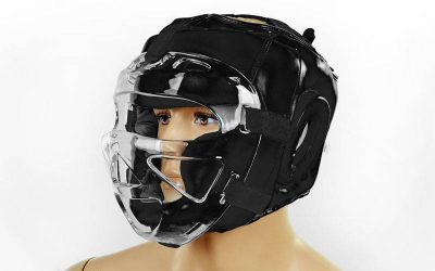 Шлем для единоборств с прозрачной маской PU ZB-5209-BK (черный, р-р M-XL)(Р¤РѕС‚Рѕ 1)