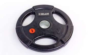 Замовити Блины (диски) обрезиненные с хватом с метал.втулкой отв. d-51мм Z-HIT TA-5160-10 10кг (черный)