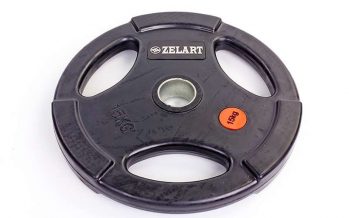 Замовити Блины (диски) обрезиненные с хватом с метал.втулкой отв. d-51мм Z-HIT TA-5160-15 15кг (черный)