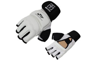 Накладки (перчатки) для таеквондо с фиксатором запястья PU+PL BO-5078-W MOOTO (р-р S-XL, белый)(Р¤РѕС‚Рѕ 1)
