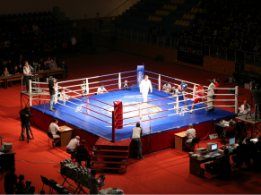 Замовити Боксерский ринг ПРОФЕССИОНАЛЬНЫЙ помост 6х6х0,6 м. канаты 5х5 м. (02011601)