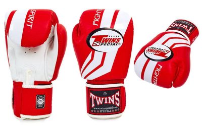 Перчатки боксерские кожаные на липучке TWINS  (FBGV-43W-RD)(Р¤РѕС‚Рѕ 1)