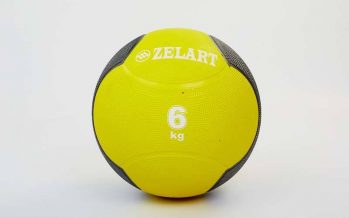 Замовити Мяч медицинский (медбол) FI-5121-6 6кг (резина, d-24см, желтый-черный)