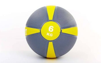 Замовити Мяч медицинский (медбол) FI-5122-6 6кг (резина, d-24см, серый-желтый)