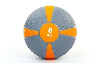 Замовити Мяч медицинский (медбол) FI-5122-8 8кг (резина, d-28,5см, серый-оранжевый)