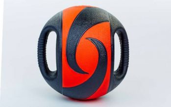 Замовити Мяч медицинский (медбол) с двумя рукоятками FI-5111-8 8кг (резина, d-27,5см, черный-красный)