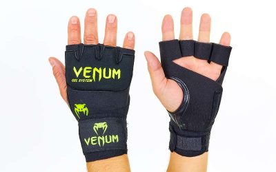 Перчатки с бинтом внутренние гелевые из неопрена VENUM VL-5798 (р-р M-XL, манжет на липучке, черный)(Р¤РѕС‚Рѕ 1)