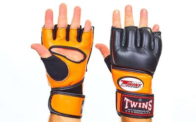 Перчатки для смешанных единоборств MMA кожаные TWINS GGL-4-BU (р-р M-XL, разные расцветки)(Р¤РѕС‚Рѕ 1)