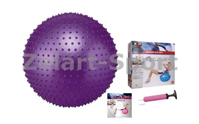 Мяч для фитнеса (фитбол) SOLEX массажный 55см BB-003-22-DN (PVC,1200г,+DVD,+насос,цвет в ас,ABS-сис)(Фото 1)