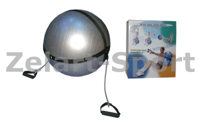 Мяч для фитнеса с эспандерами (фитбол) PS гладкий 65см FI-0702B-65 (PVC,1100г,цвета в ассор,ABS-сис)(Фото 1)