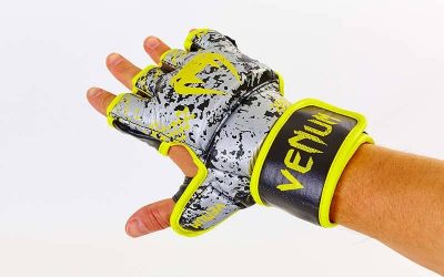 Перчатки для смешанных единоборств MMA кожаные VENUM TRAMO VL-5791 (р-р M-XL, черный-желтый)(Р¤РѕС‚Рѕ 2)