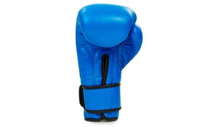 Перчатки боксерские кожаные на липучке ELAST BO-4748-B (р-р 8-10oz, синий)(Р¤РѕС‚Рѕ 4)