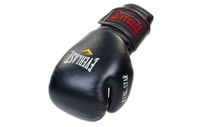 Перчатки боксерские кожаные на липучке ELAST BO-4748-BK (р-р 10-12 oz, черный)(Р¤РѕС‚Рѕ 3)