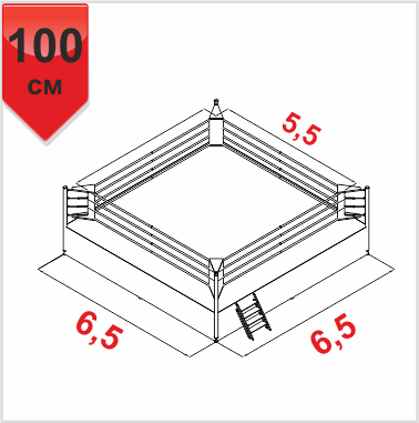 Боксерский ринг ПРОФЕССИОНАЛЬНЫЙ помост 6,5х6,5х1м. канаты 5,5х5,5м. (235673)(Р¤РѕС‚Рѕ 1)