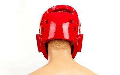 Шлем для таеквондо PU BO-2018-R WTF (р-р S-XL, красный)(Фото 3)