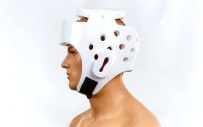 Шлем для таеквондо PU BO-2018-W WTF (р-р S-XL, белый)(Фото 2)