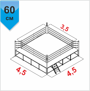 Боксерскиий ринг КЛУБНЫЙ помост 4,5х4,5х0,6м. канаты 3,5х3,5м. (3476235)(Р¤РѕС‚Рѕ 1)