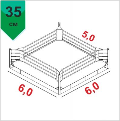 Боксерскиий ринг КЛУБНЫЙ помост 6х6х0,35м канаты 5х5м. (654353)(Р¤РѕС‚Рѕ 1)
