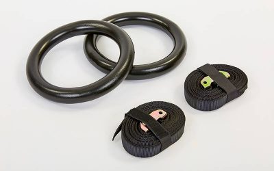 Кольца гимнастические для Кроссфита FI-928 (ленты-нейлон l-4,5м, кольцо-ABS d-23см, черный)(Р¤РѕС‚Рѕ 1)