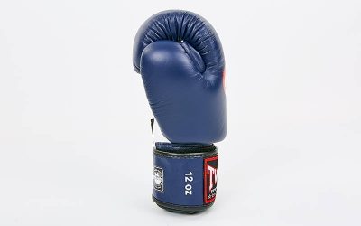 Перчатки боксерские кожаные на липучке TWINS BGVLA-2 (р-р 10-16oz, темно-синий-белый)(Р¤РѕС‚Рѕ 3)