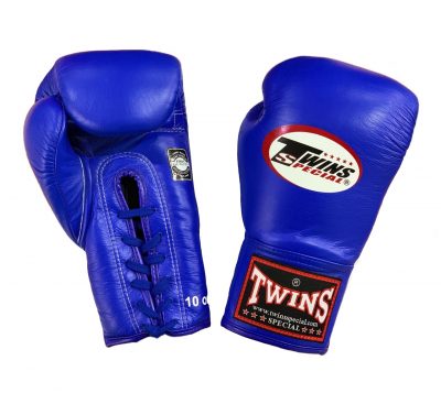 Перчатки боксерские кожаные на шнуровке TWINS BGLL1 blue(Р¤РѕС‚Рѕ 1)