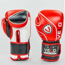 Замовити Перчатки боксерские кожаные на липучке VELO VL-8188-R (р-р Разные расцветки)