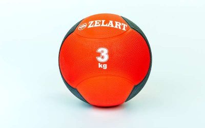 Мяч медицинский медбол Zelart Medicine Ball FI-5121-3 3кг (резина, d-21,5см, красный-черный)(Р¤РѕС‚Рѕ 1)
