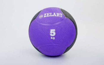 Замовити Мяч медицинский медбол Zelart Medicine Ball FI-5121-5 5кг (резина, d-24см, фиолетовый-черный)