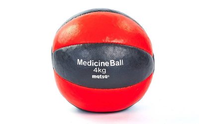 Мяч медицинский (медбол) MATSA ME-0241-4 4кг (верх-кожа, наполнитель-песок, d-20см, красно-черный)(Р¤РѕС‚Рѕ 1)