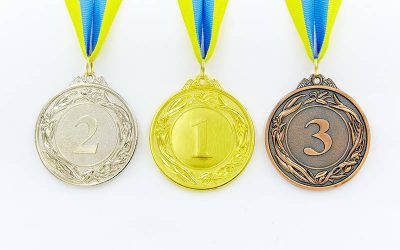 Медаль спорт. d-6,5см C-4327 место 1-золото, 2-серебро, 3-бронза (металл, 40g, на ленте)(Р¤РѕС‚Рѕ 1)